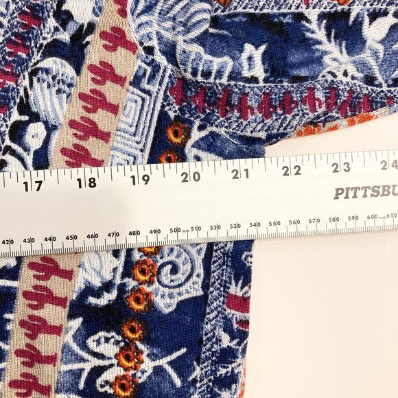 NWOT DESIGUAL Cardigan XL Blue Aztec Open Drape Asymmetric Long Sleeve Ribbed - Picture 11 of 13